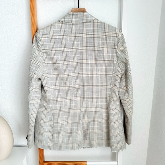 Karl Lagerfeld Double Breasted Notch Collar Blazer Checked Plaid Cream Button 12 - Picture 5 of 14